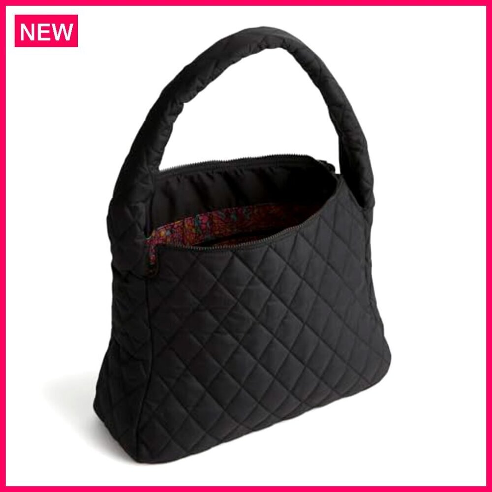 Featherweight Hobo Tote Bag 17x12x5 Lightweight Quilted Recycled Fabric - Picture 4 of 5